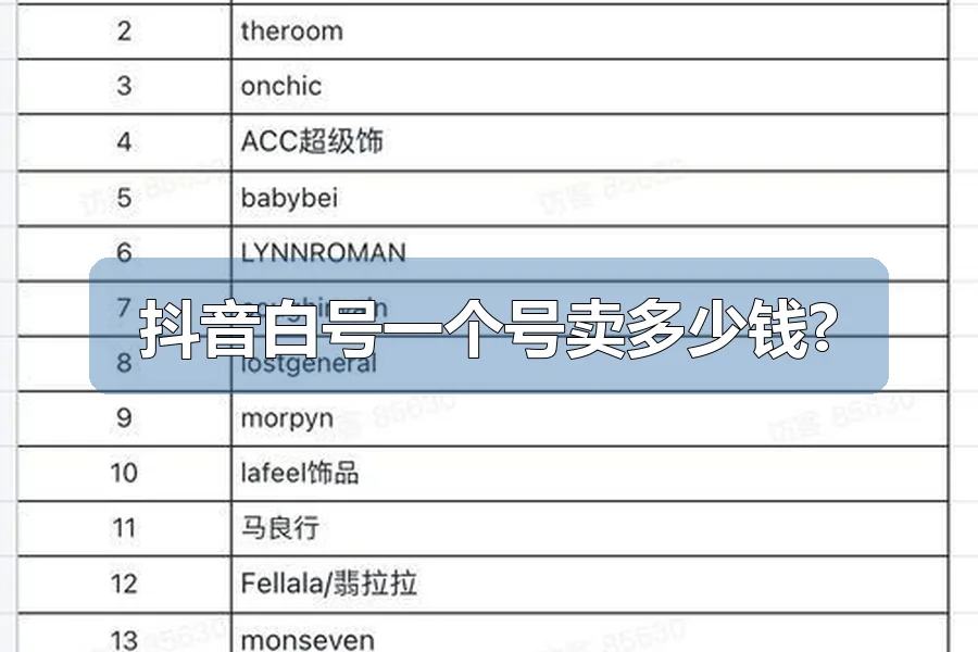 抖音白号一个号卖多少钱?